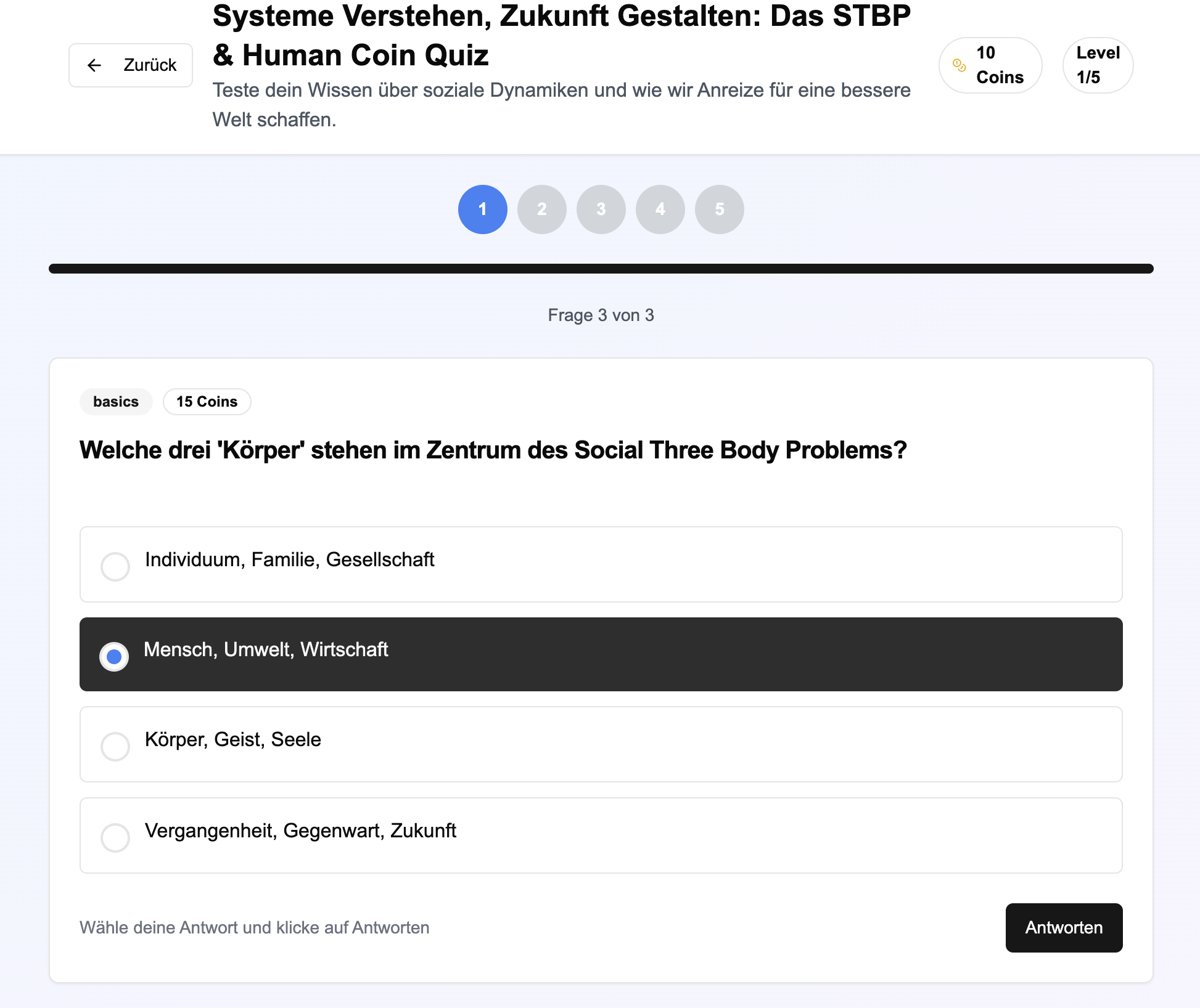 STBP Quiz Interface